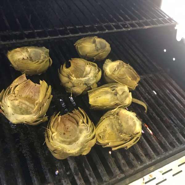 Grilled Garlic Artichokes