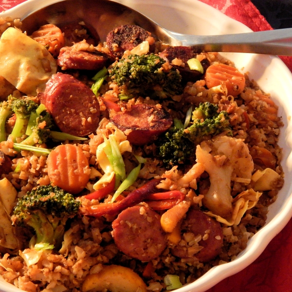 Smoked Sausage and Cauliflower Fried Rice