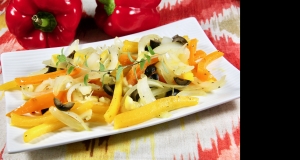 Sauteed Bell Peppers and Onion with Olives and Meyer Lemon