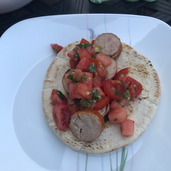 Flatbread Sandwiches with Hillshire Farm® Smoked Sausage and Watermelon Salsa