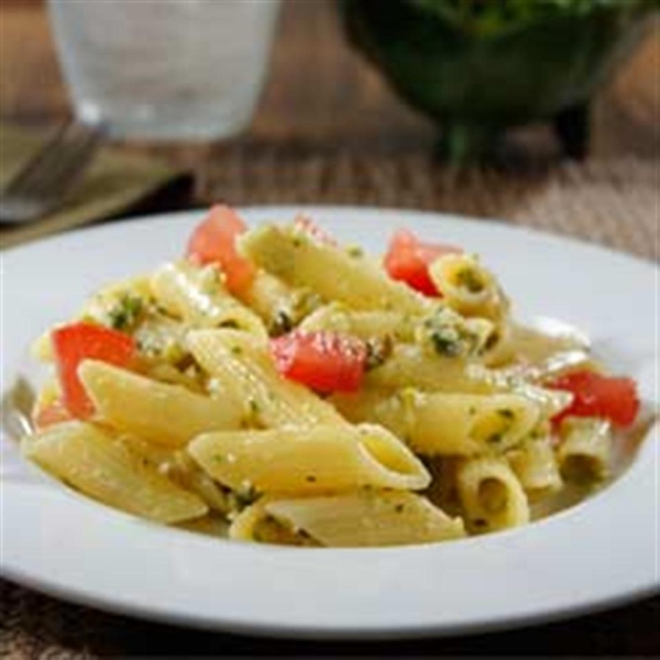 Gluten Free Penne with Pistachio Pesto and Heirloom Tomato Salad
