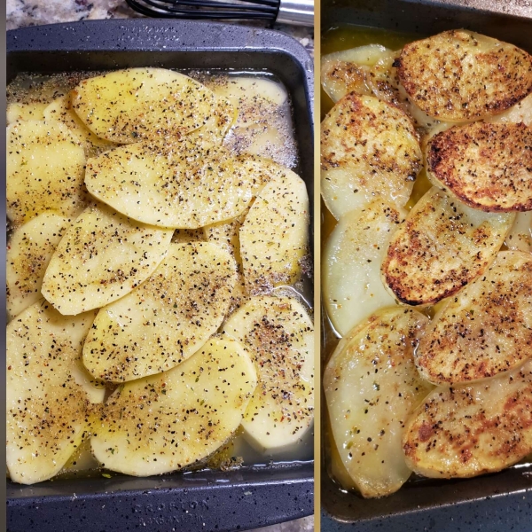 Potato Gratin With Chicken Broth, Garlic and Thyme