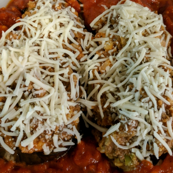 Eggplant Stuffed with Lamb and Feta