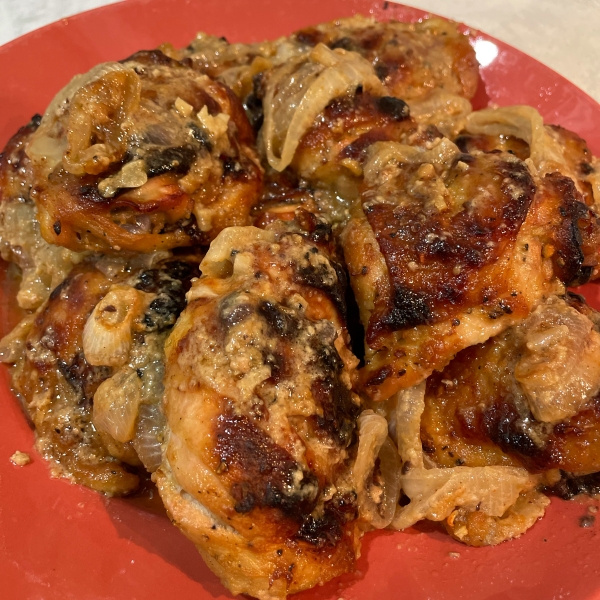 Sweet Hot Mustard Chicken Thighs