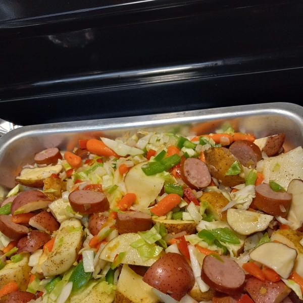 Sausage, Potato, Carrot Bake