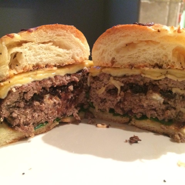 Stuffed Bison Burgers with Caramelized Figs and Shallots