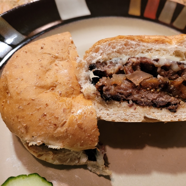 Stuffed Bison Burgers with Caramelized Figs and Shallots
