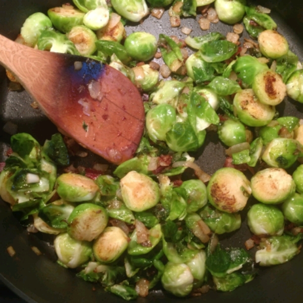 Sauteed Brussels Sprouts with Bacon and Onions