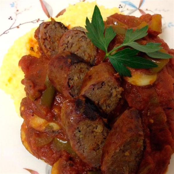 Creamy Polenta with Arrabbiata Sausage Ragout