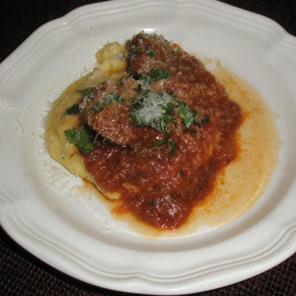 Creamy Polenta with Arrabbiata Sausage Ragout