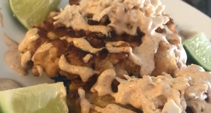 Crispy Fresh Corn Fritters with Crab and Chipotle Lime Dressing
