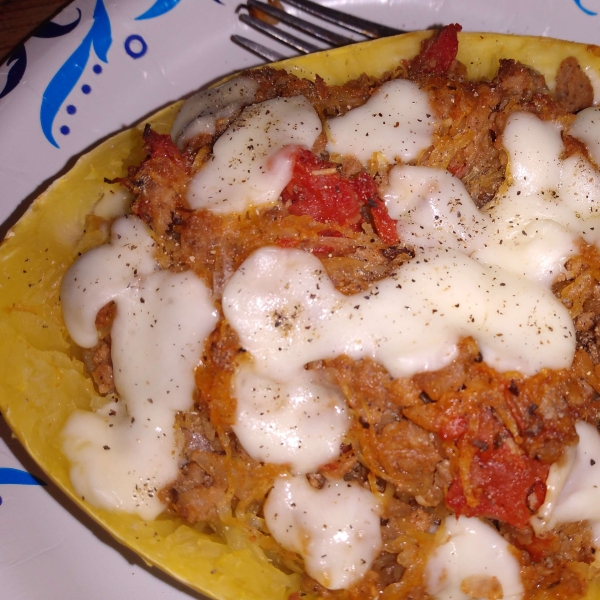 Spaghetti Squash Casserole in the Shell