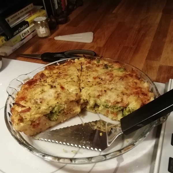 Ham and Broccoli Quiche with Hash Brown Crust