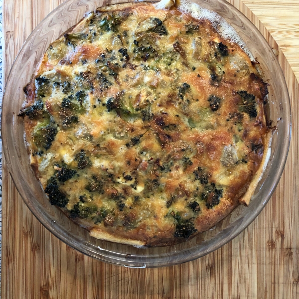 Ham and Broccoli Quiche with Hash Brown Crust