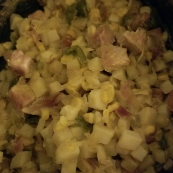 Corny Ham and Potato Scallop