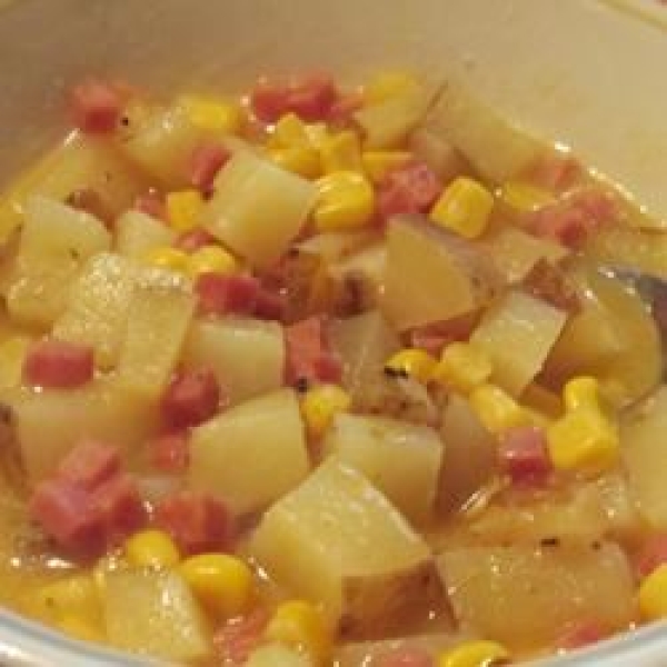 Corny Ham and Potato Scallop