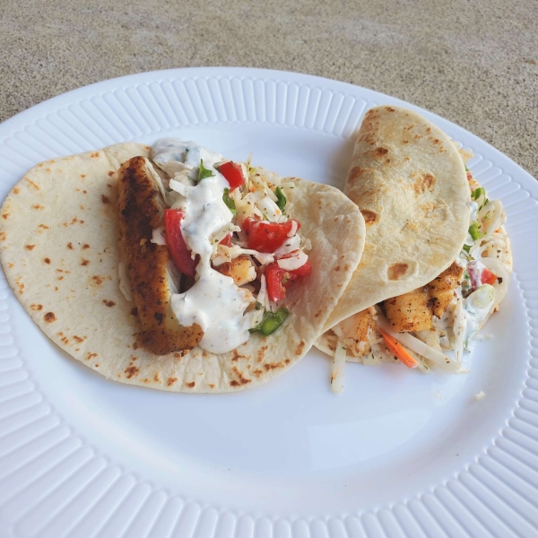 Fish Tacos With Cabbage Salsa and Yogurt Sauce