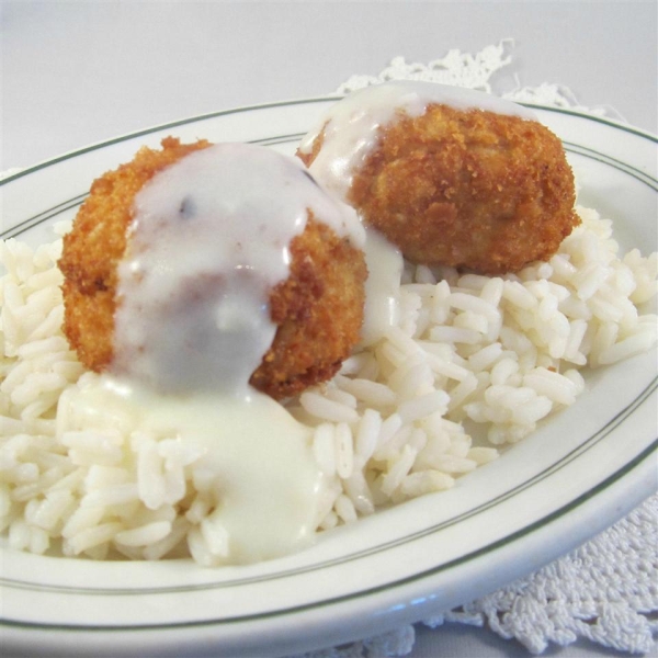 Crispy Chicken Croquettes with Garlic Butter Sauce