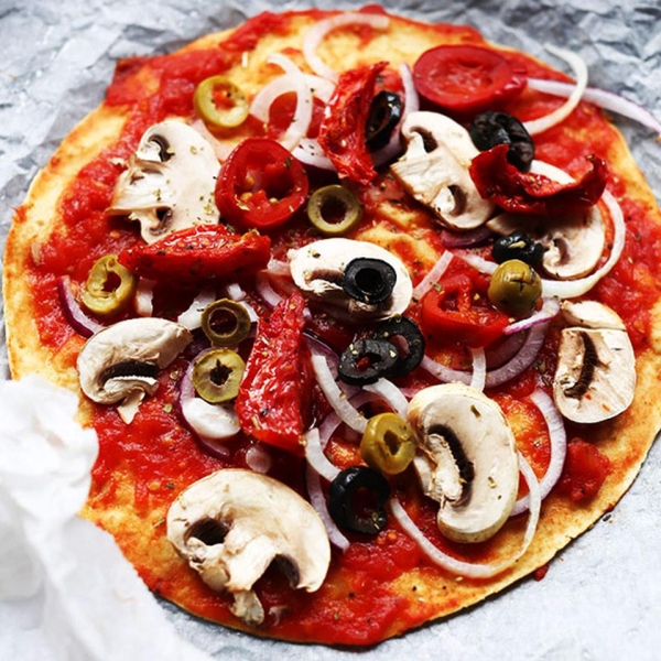 Vegan Vegetable Double-Tortilla Pizza
