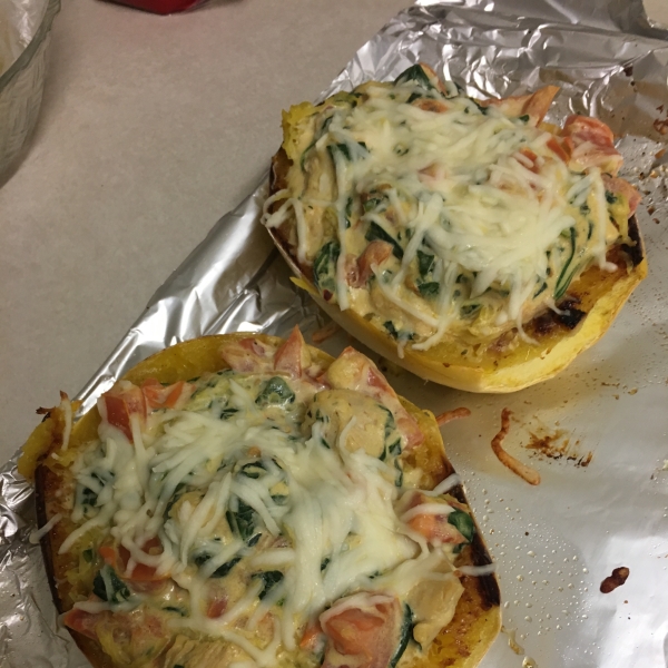 Creamy Chicken and Spaghetti Squash Boats
