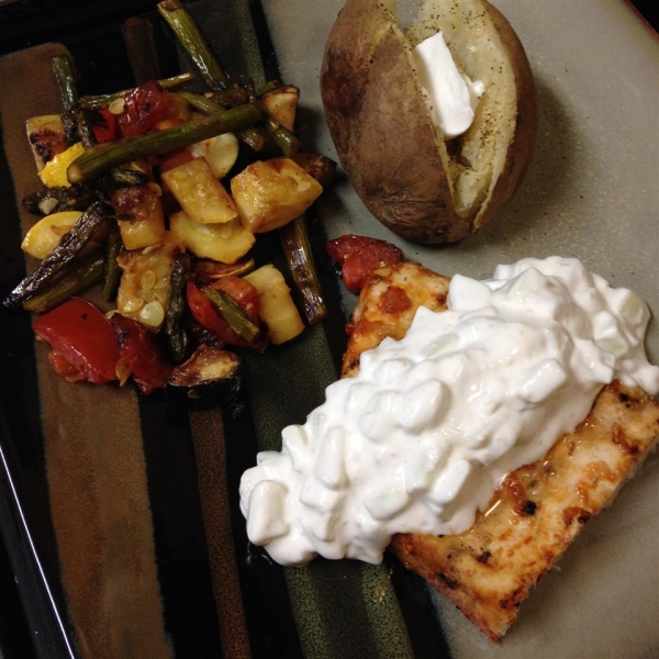 Grilled Swordfish Steaks with Cucumber Sauce