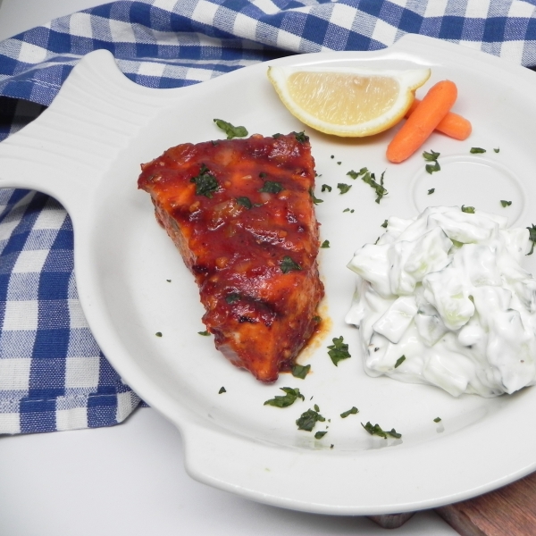 Grilled Swordfish Steaks with Cucumber Sauce