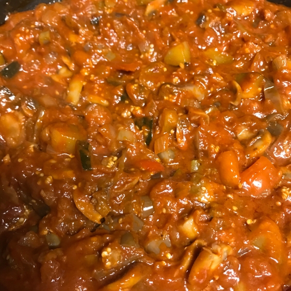 Eggplant Red Gravy with Anchovies