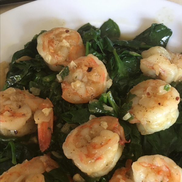 Sauteed Shrimp with Spinach