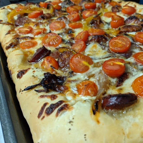 Sheet Pan Pizza with Hillshire Farm® Smoked Sausage & Burst Cherry Tomatoes