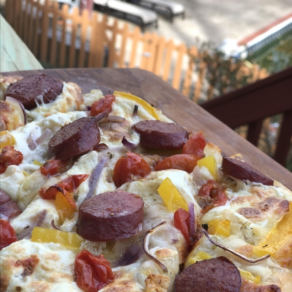 Sheet Pan Pizza with Hillshire Farm® Smoked Sausage & Burst Cherry Tomatoes