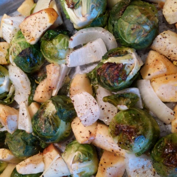 Roasted Apples and Brussels Sprouts