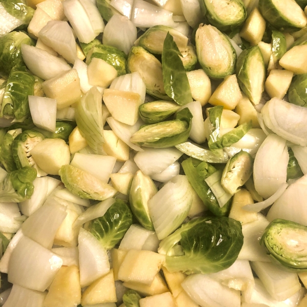 Roasted Apples and Brussels Sprouts