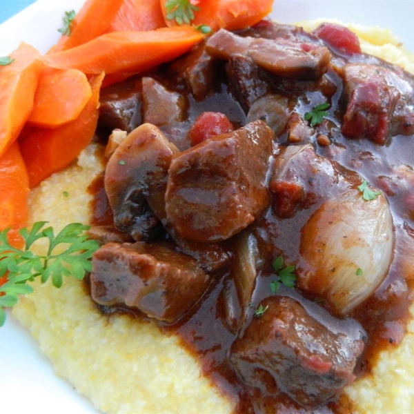 Braised Beef with Shallots and Mushrooms