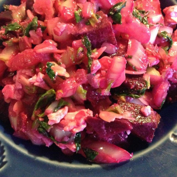 Warm Bok Choy, Beet and Feta Salad