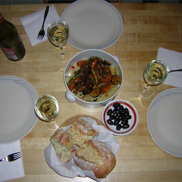 Grilled Vegetables in Balsamic Tomato Sauce with Couscous