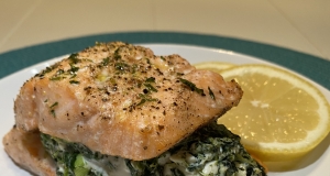 Feta-Spinach Stuffed Salmon
