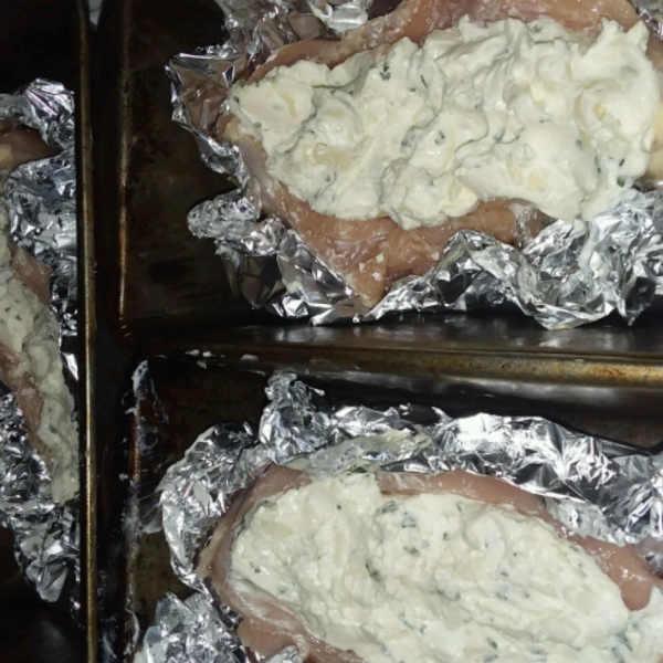 Cream Cheese, Garlic, and Chive Stuffed Chicken