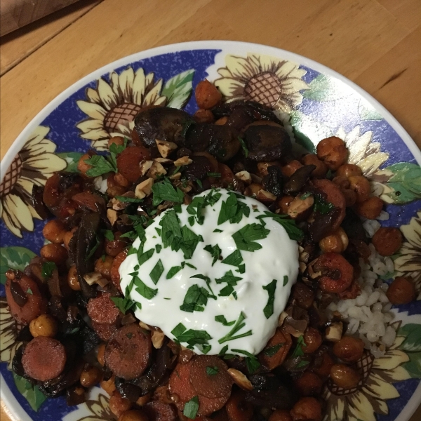 Crispy Chickpea Grain Bowl with Lemon Yogurt