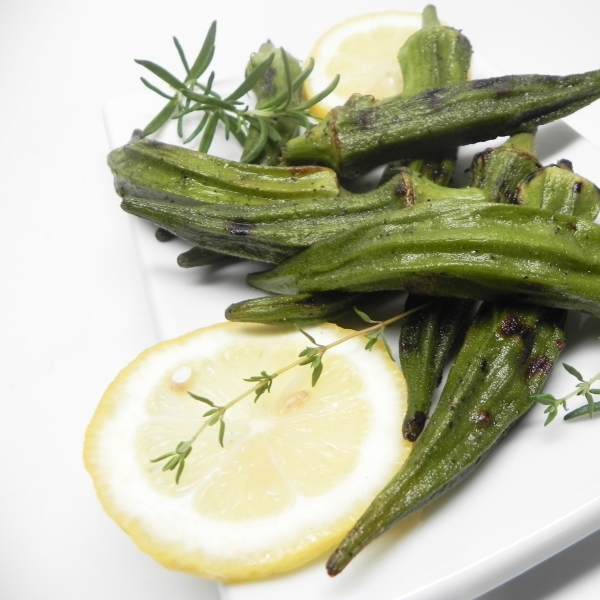 Lemony Grilled Okra