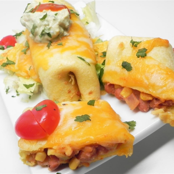 Hot Mexican Bean Crepes