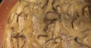 Chicken and Wild Mushrooms with White Wine and Cream