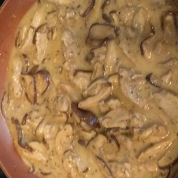 Chicken and Wild Mushrooms with White Wine and Cream