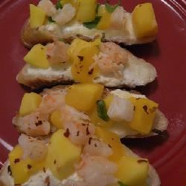 Shrimp and Mango Bruschetta