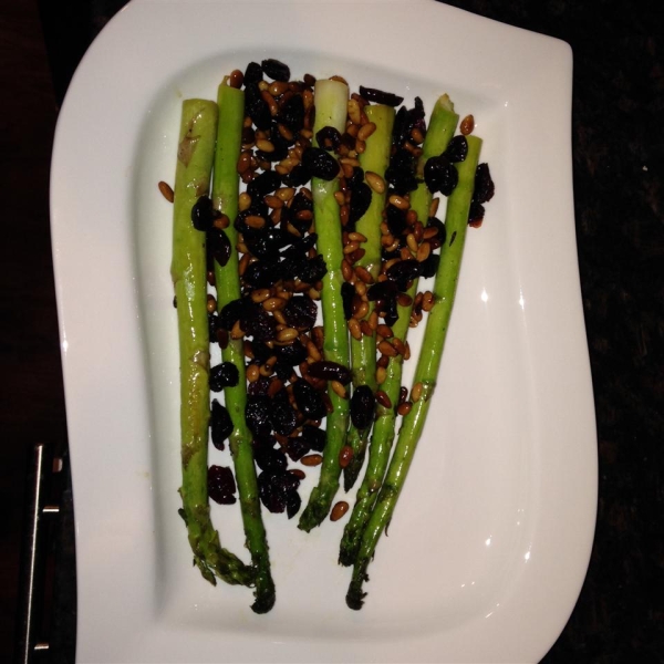 Asparagus with Cranberries and Pine Nuts