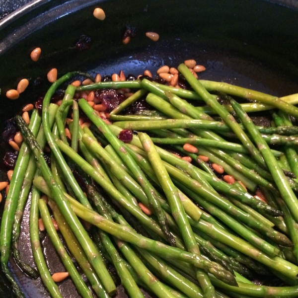 Asparagus with Cranberries and Pine Nuts