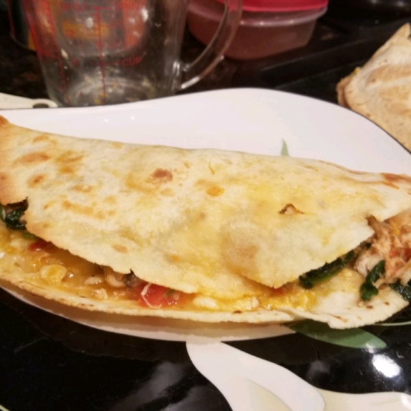 Chicken, Tomato, and Spinach Quesadillas