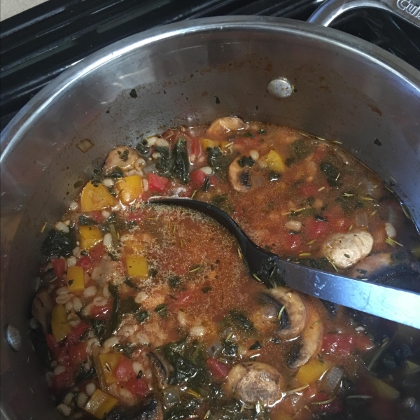 White Bean, Spinach, and Barley Stew