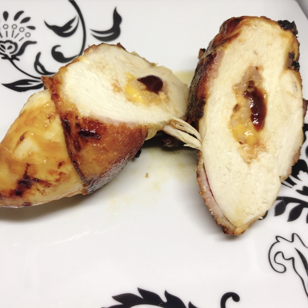 Air Fryer BBQ Cheddar-Stuffed Chicken Breasts