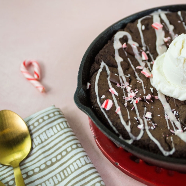 Chocolate-Peppermint Skillet Cookie