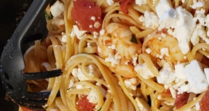 Fire Roasted Tomato and Feta Pasta with Shrimp